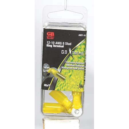 Gardner Bender Gardner Bender Xtreme 12-10 Ga. Insulated Wire Ring Terminal Yellow 3 pk AMT-106